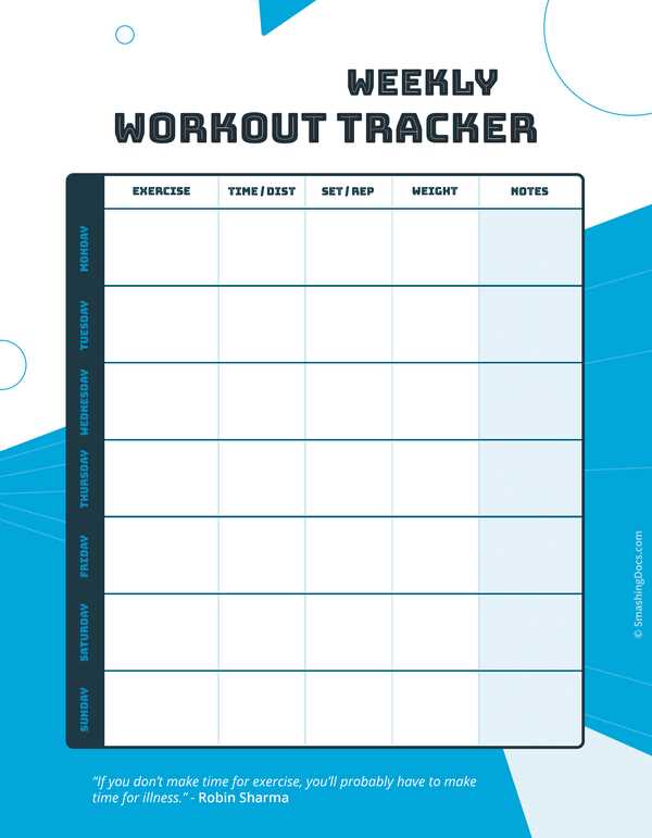 printable cute workout calendar template