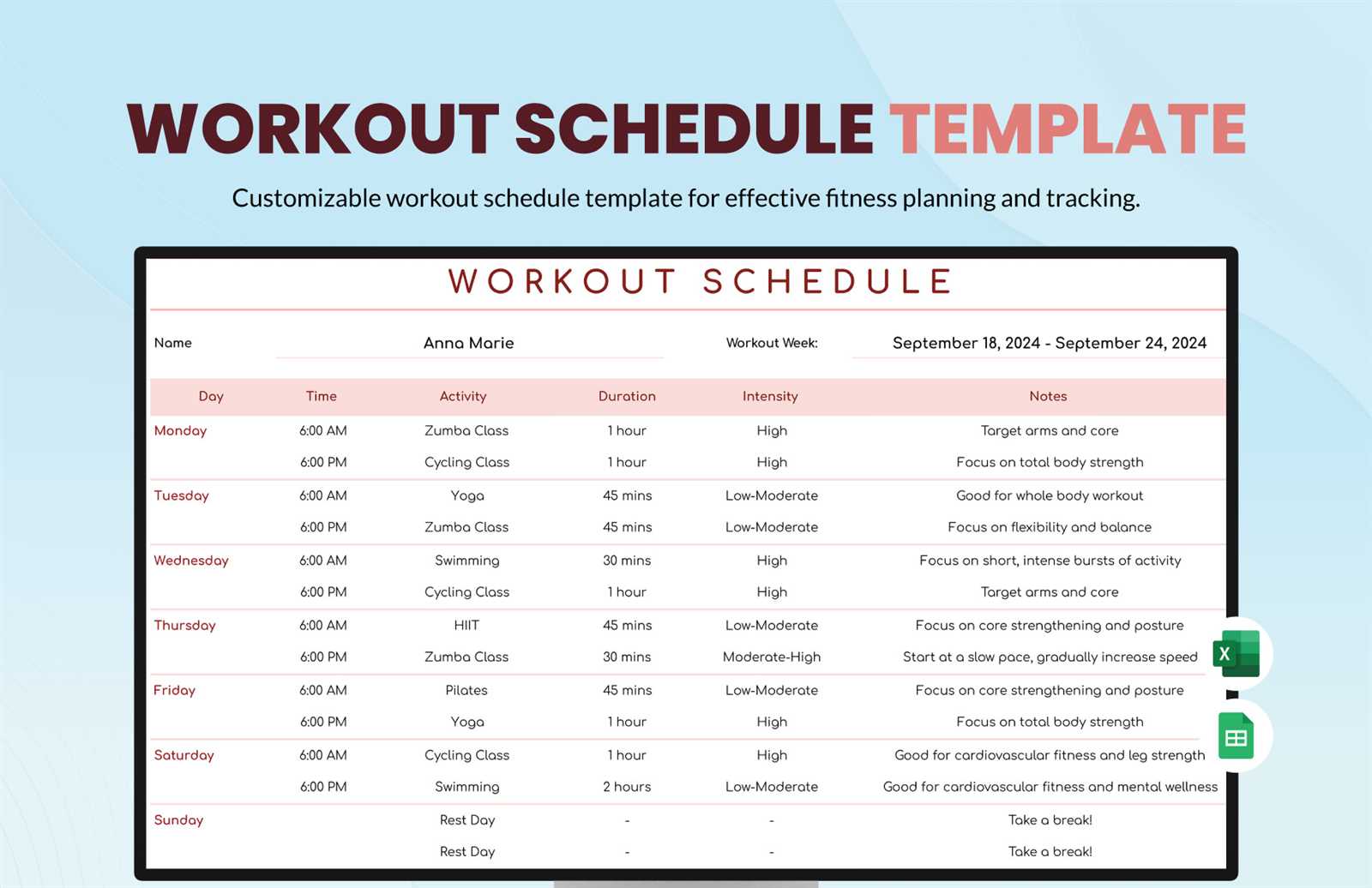 cycling training calendar template