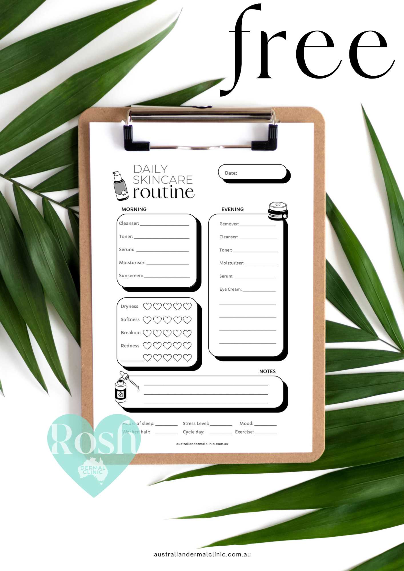 skincare calendar template