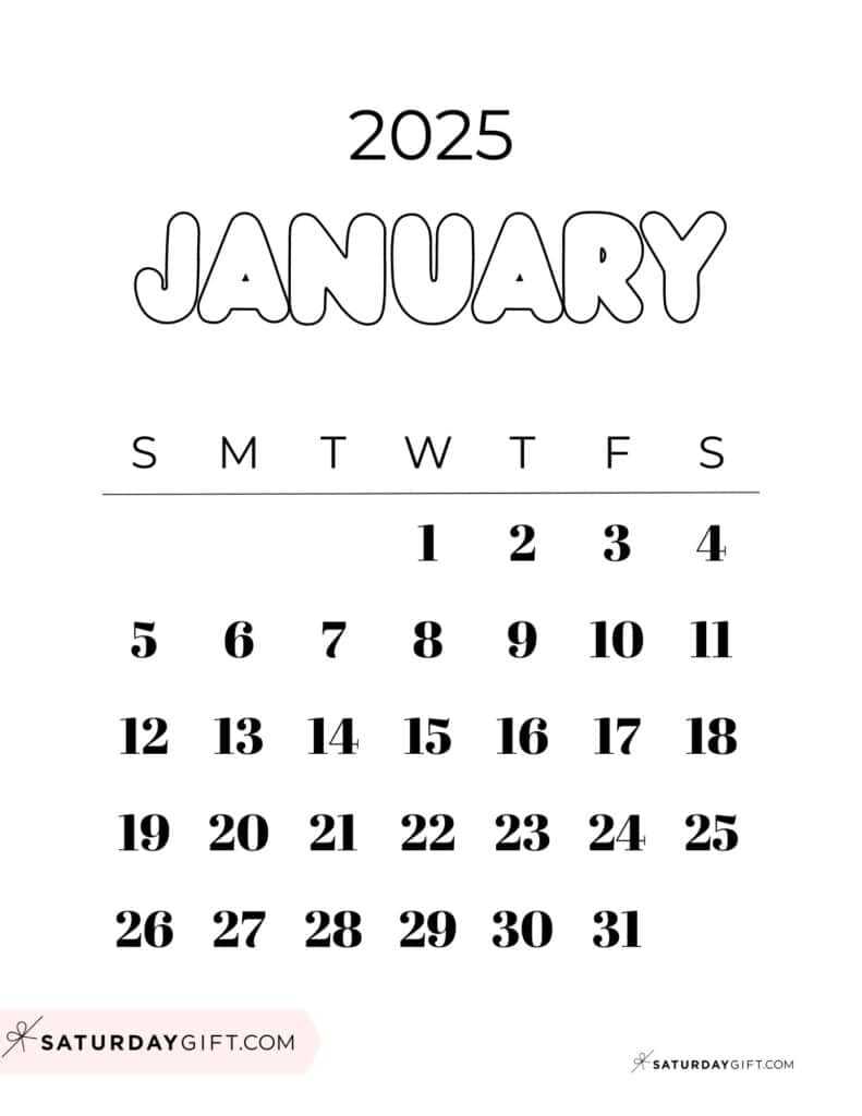 january 2025 calendar free template