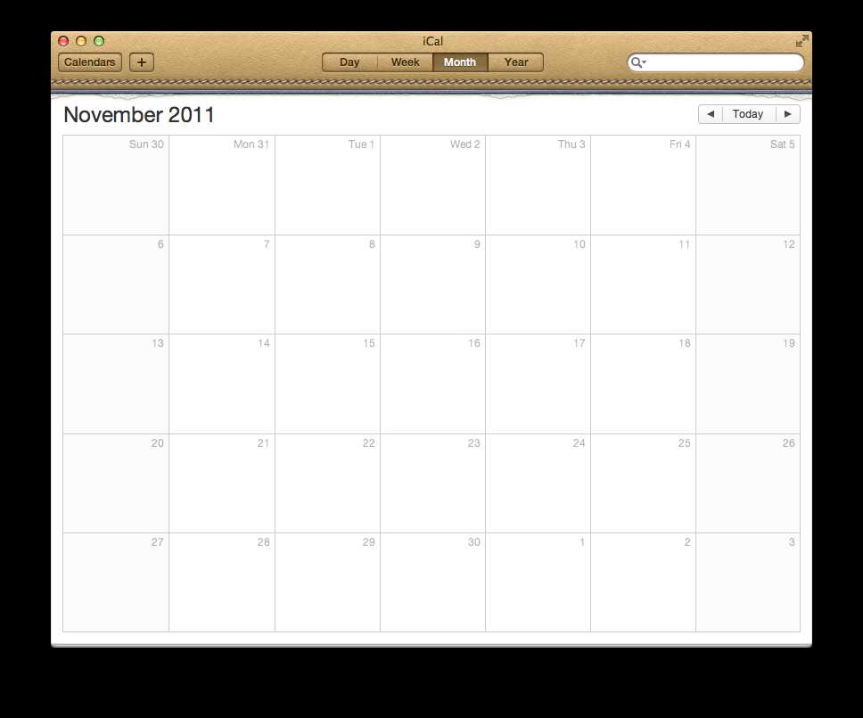 calendar template mac