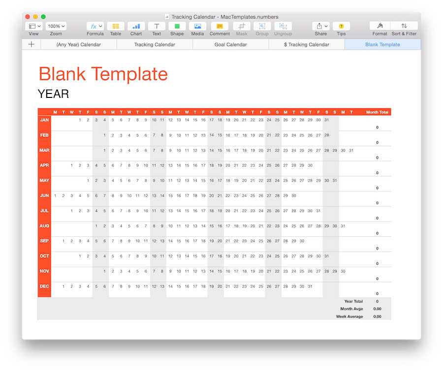 yearly schedule calendar template