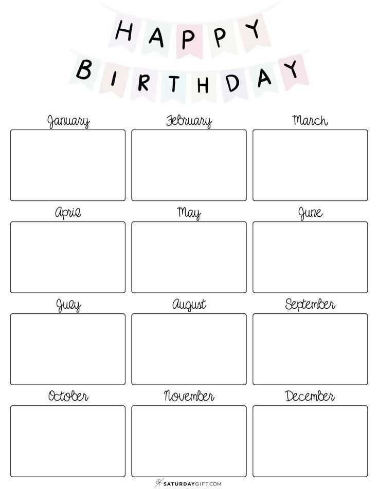 birthday calendar template free printable