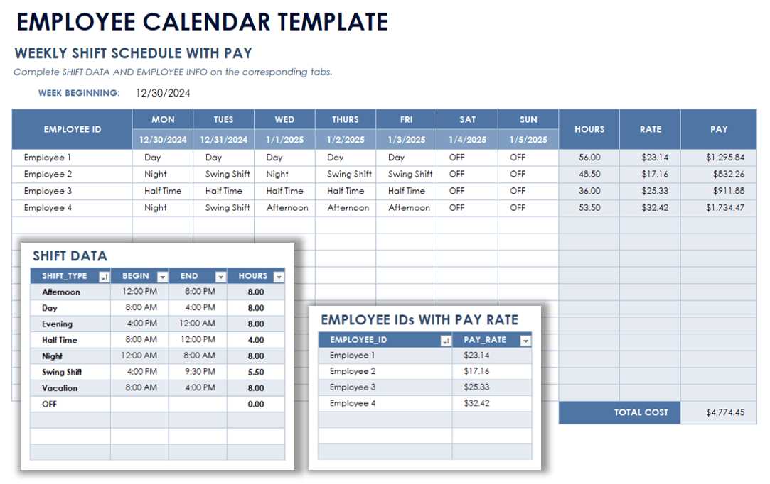 payroll calendar 2026 template