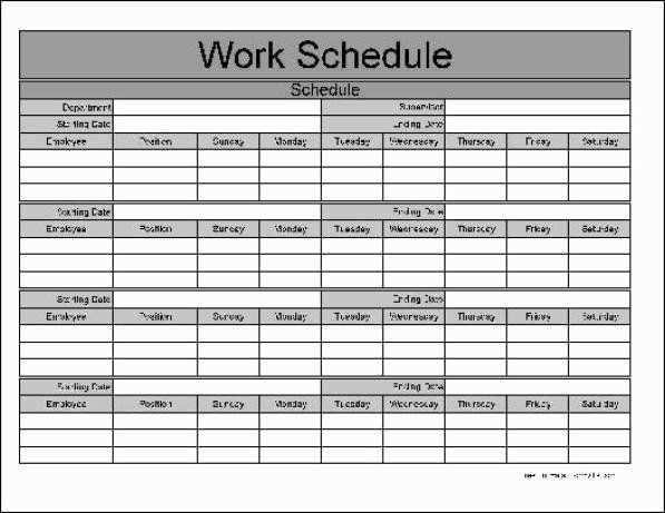 job scheduling calendar template