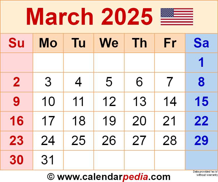 blank calendar template march 2025 printable