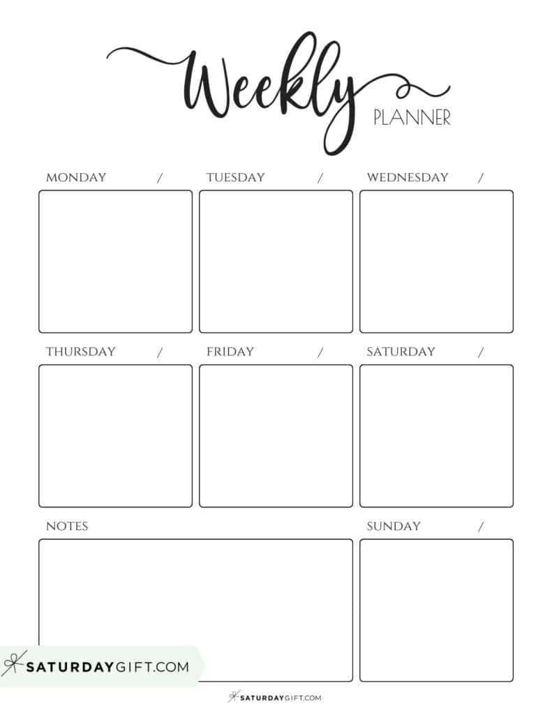 7 day printable weekly calendar template