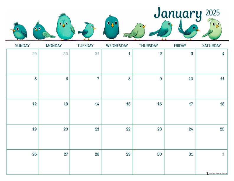 free monthly calendar templates 2025