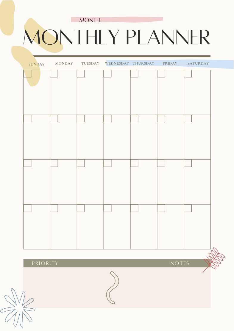 notability monthly calendar template free