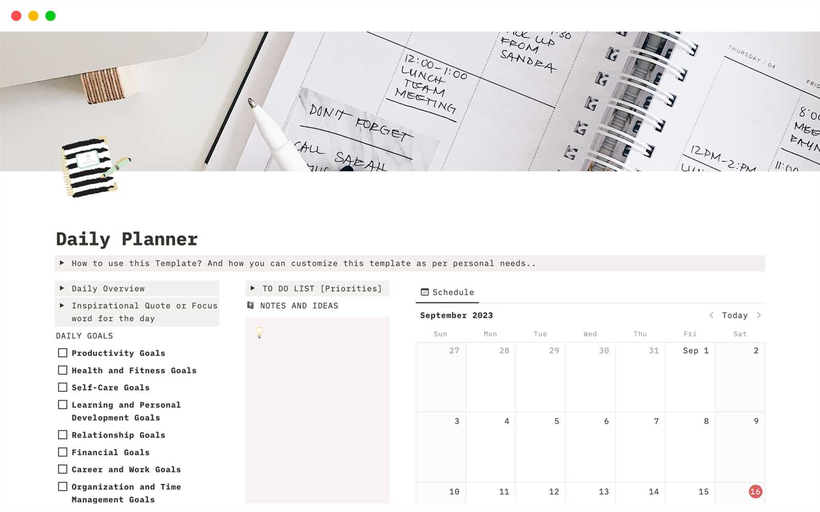 notion calendar template