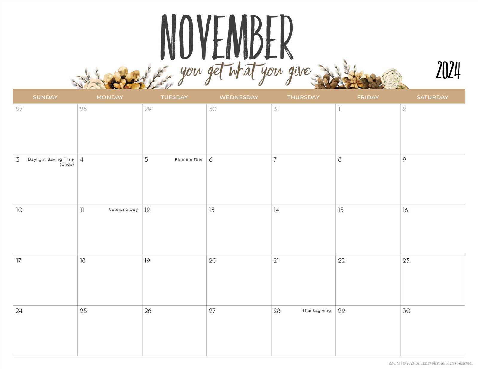 nov 2026 calendar template