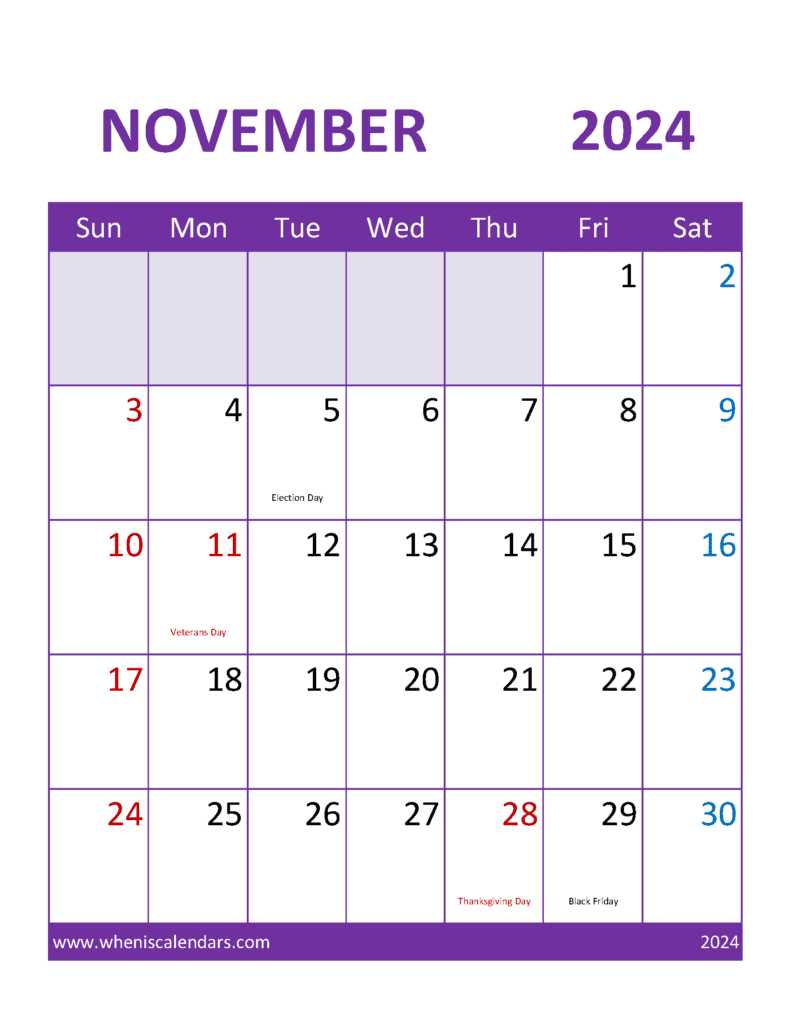 november calendar editable template