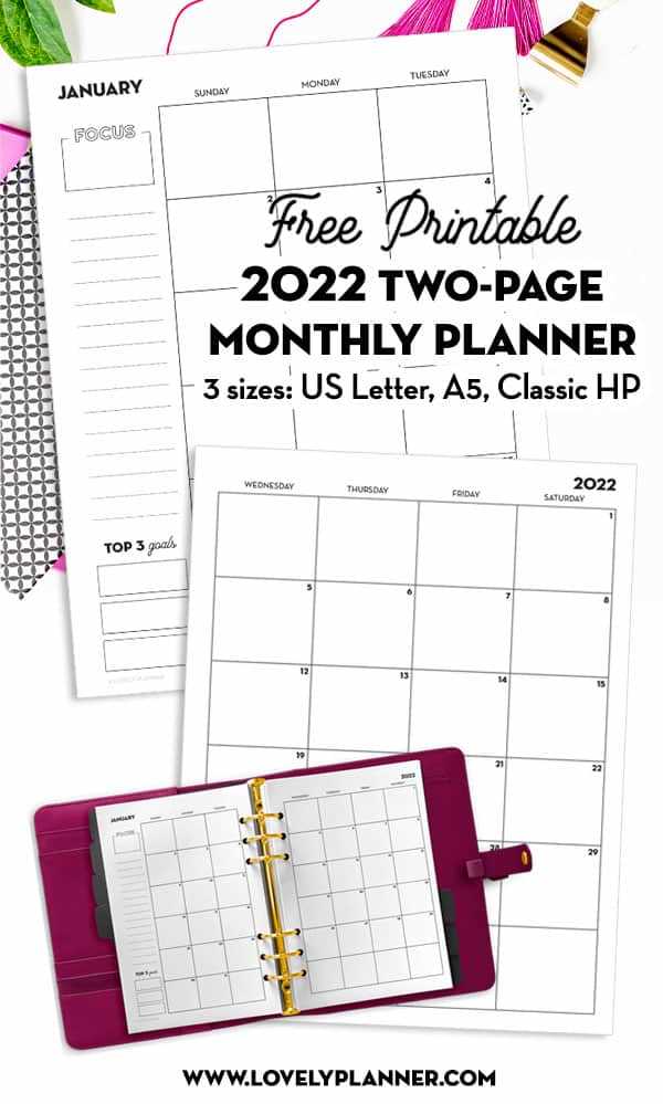 two page monthly calendar template