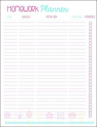 blank homework calendar template