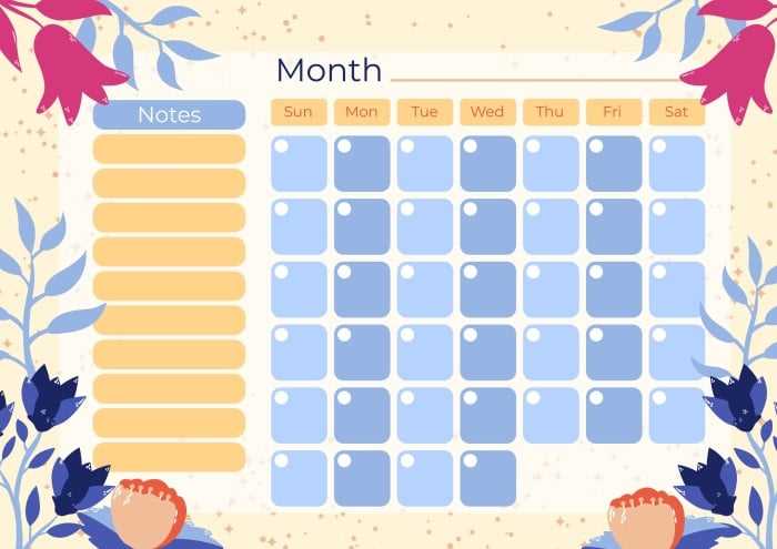 pretty monthly calendar template