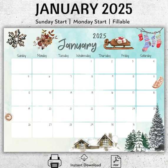 january 2025 calendar template