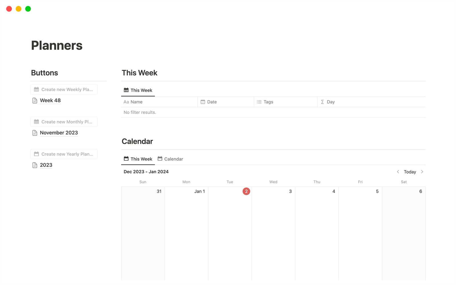 notion calendar template free