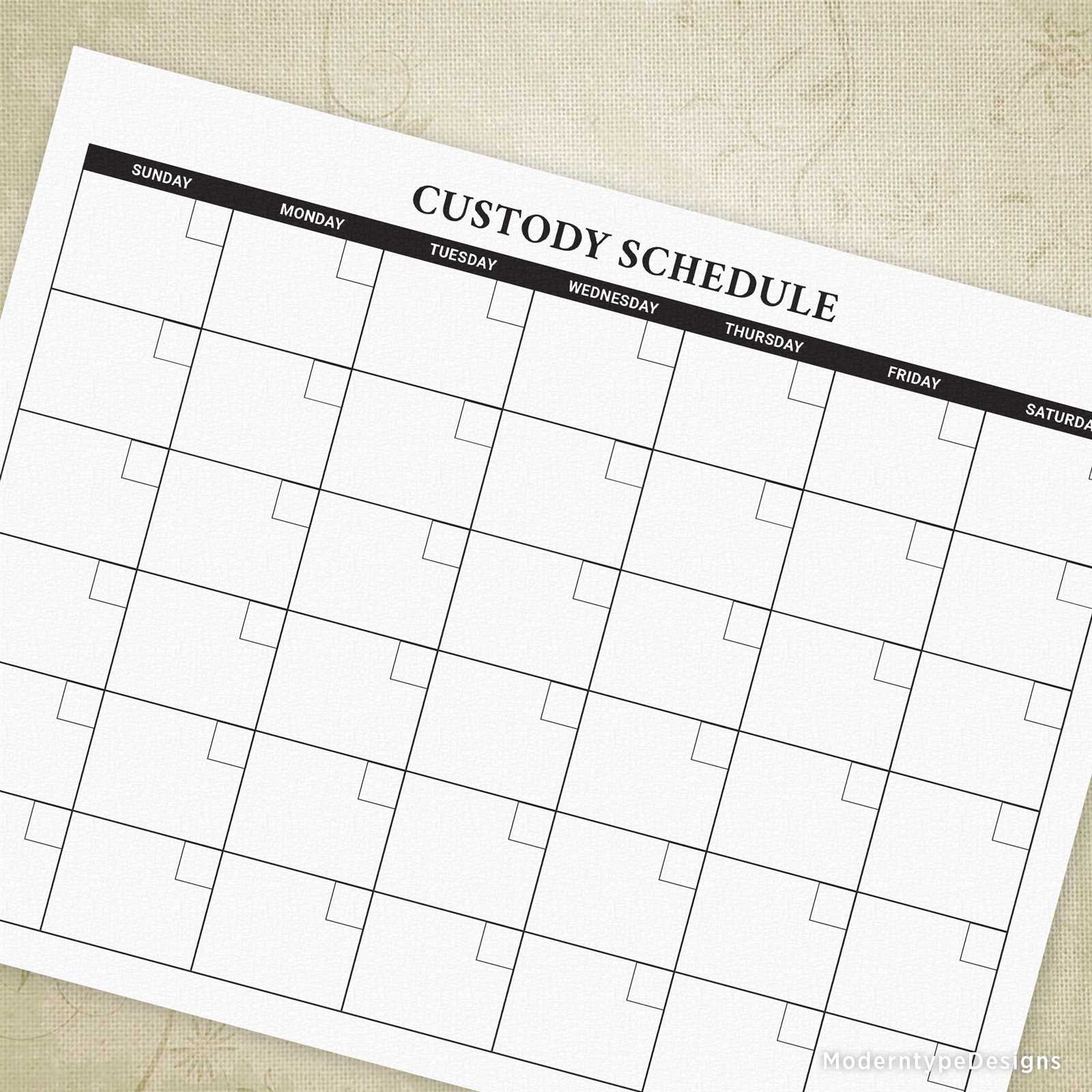 custody calendar template