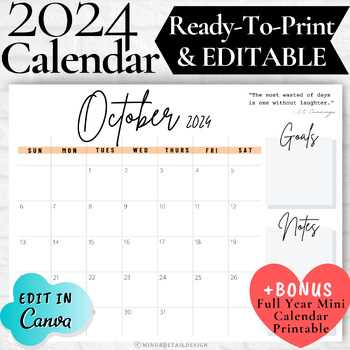 october calendar template editable