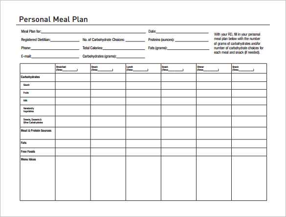 nutrition calendar template