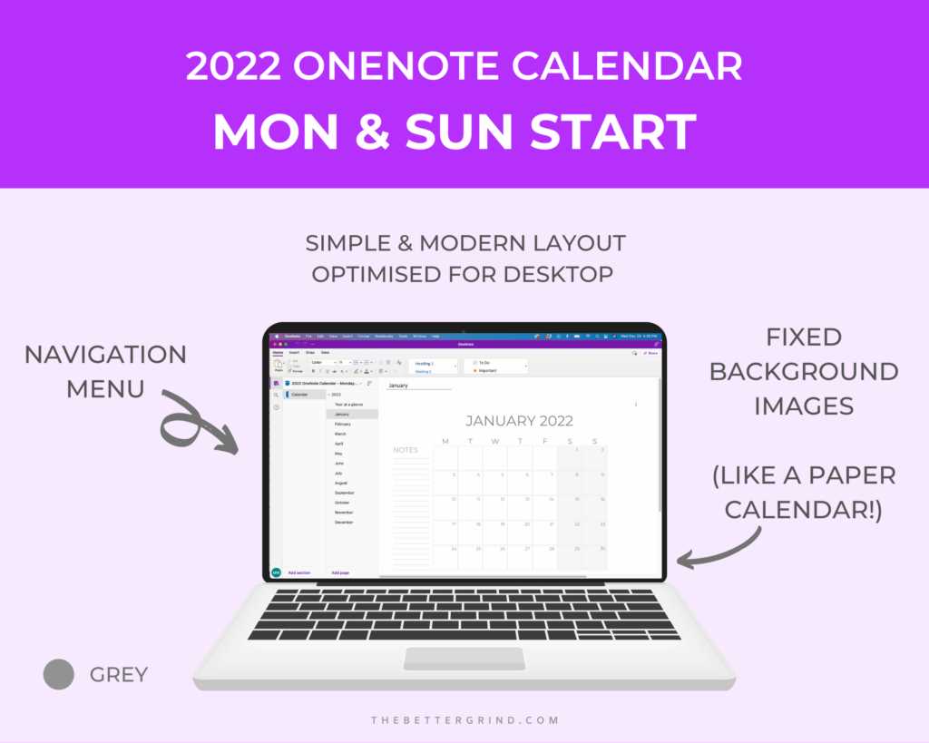 onenote calendar templates