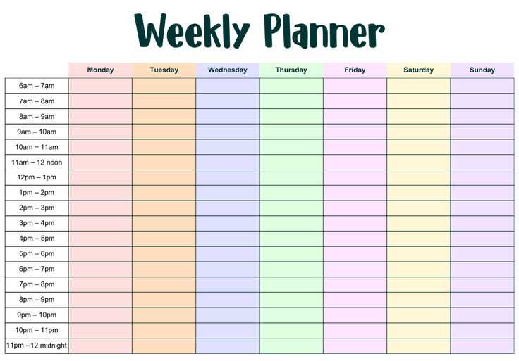 weekly calendar template 15 minute increments