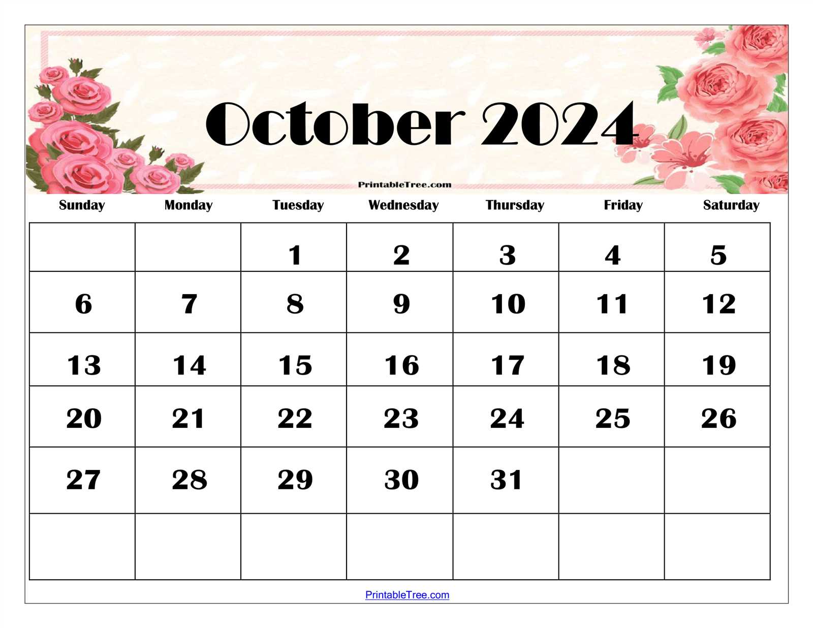 october blank calendar template