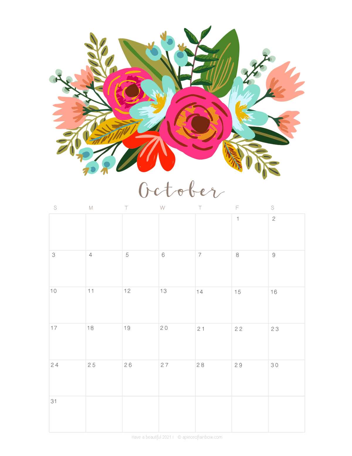 october calendar template