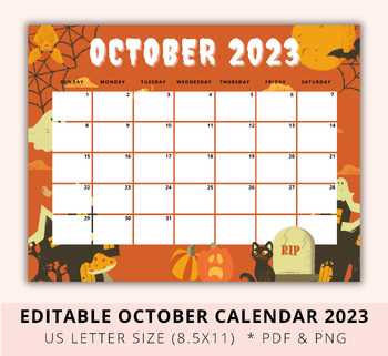 october halloween calendar template