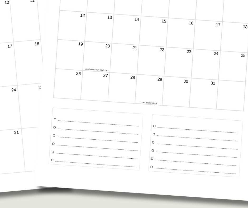 2025 calendar template with notes