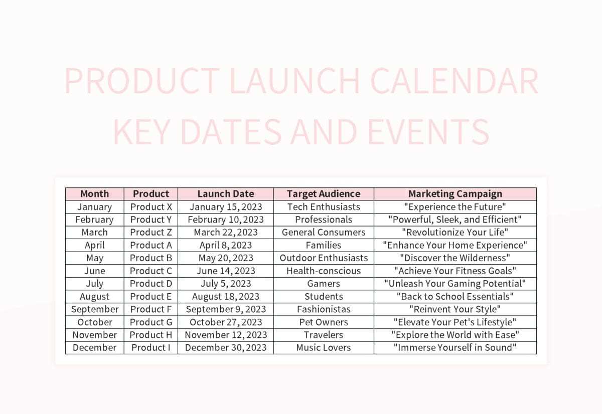 product launch calendar template