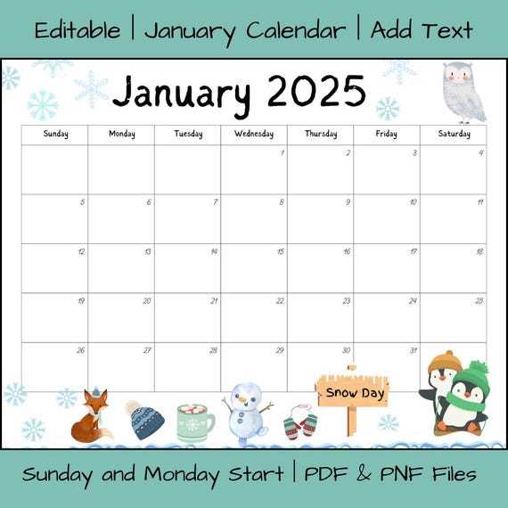 blank january calendar template