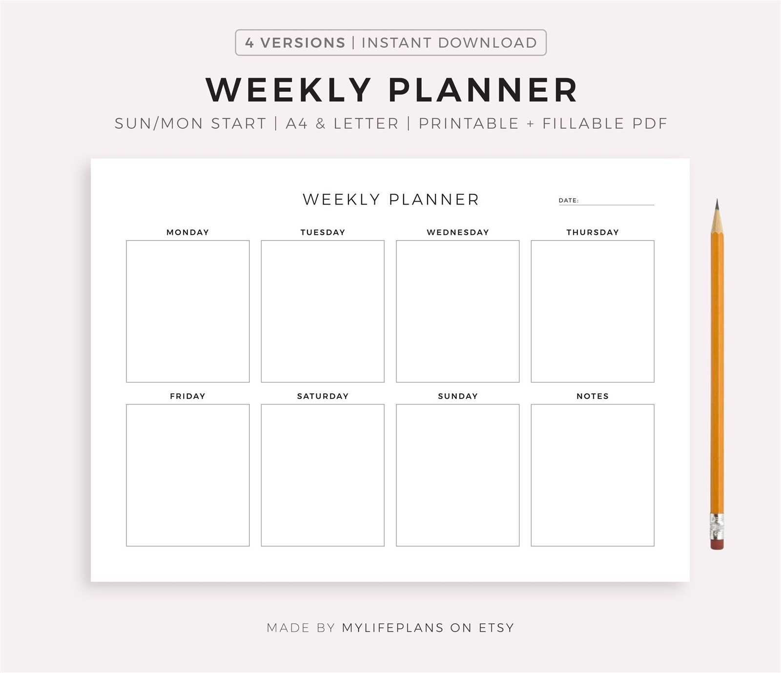 office weekly calendar template