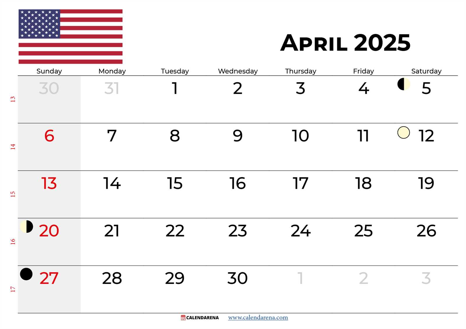 free calendar template april 2026