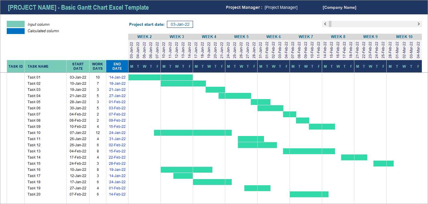 yearly project calendar template