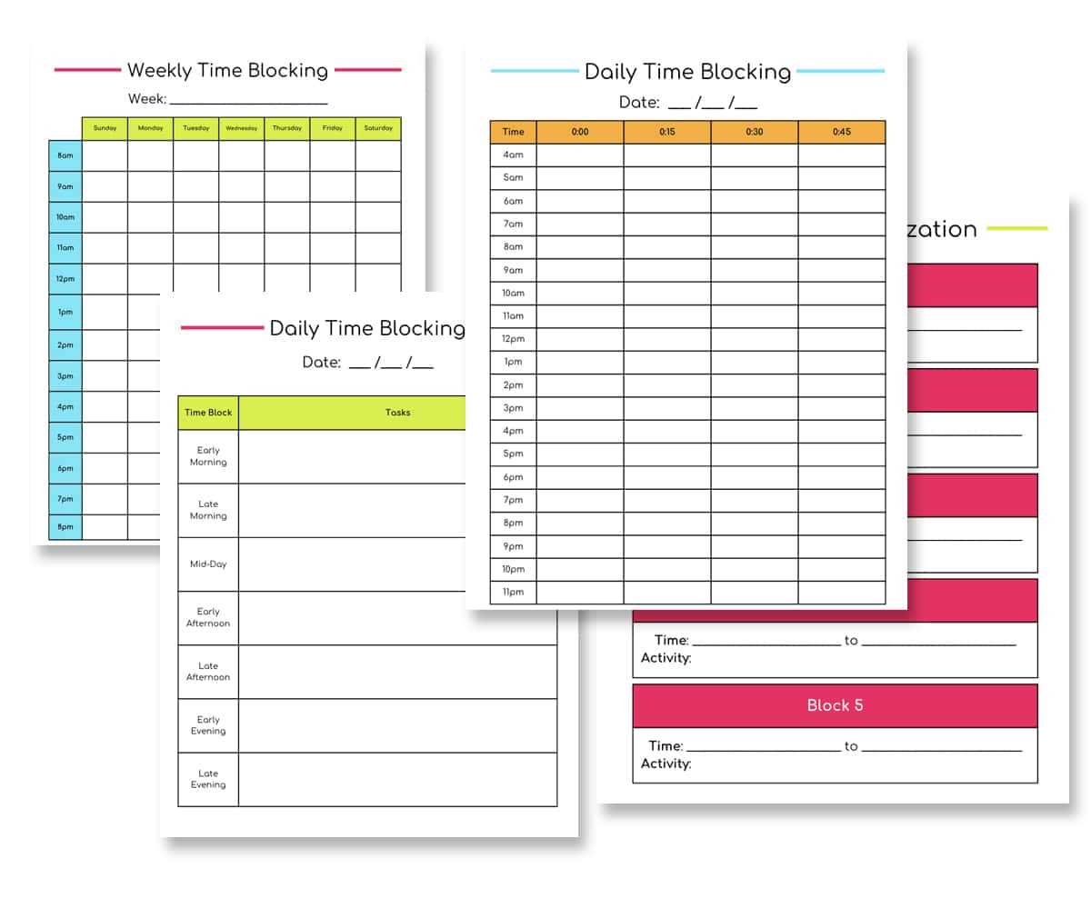 time block calendar template