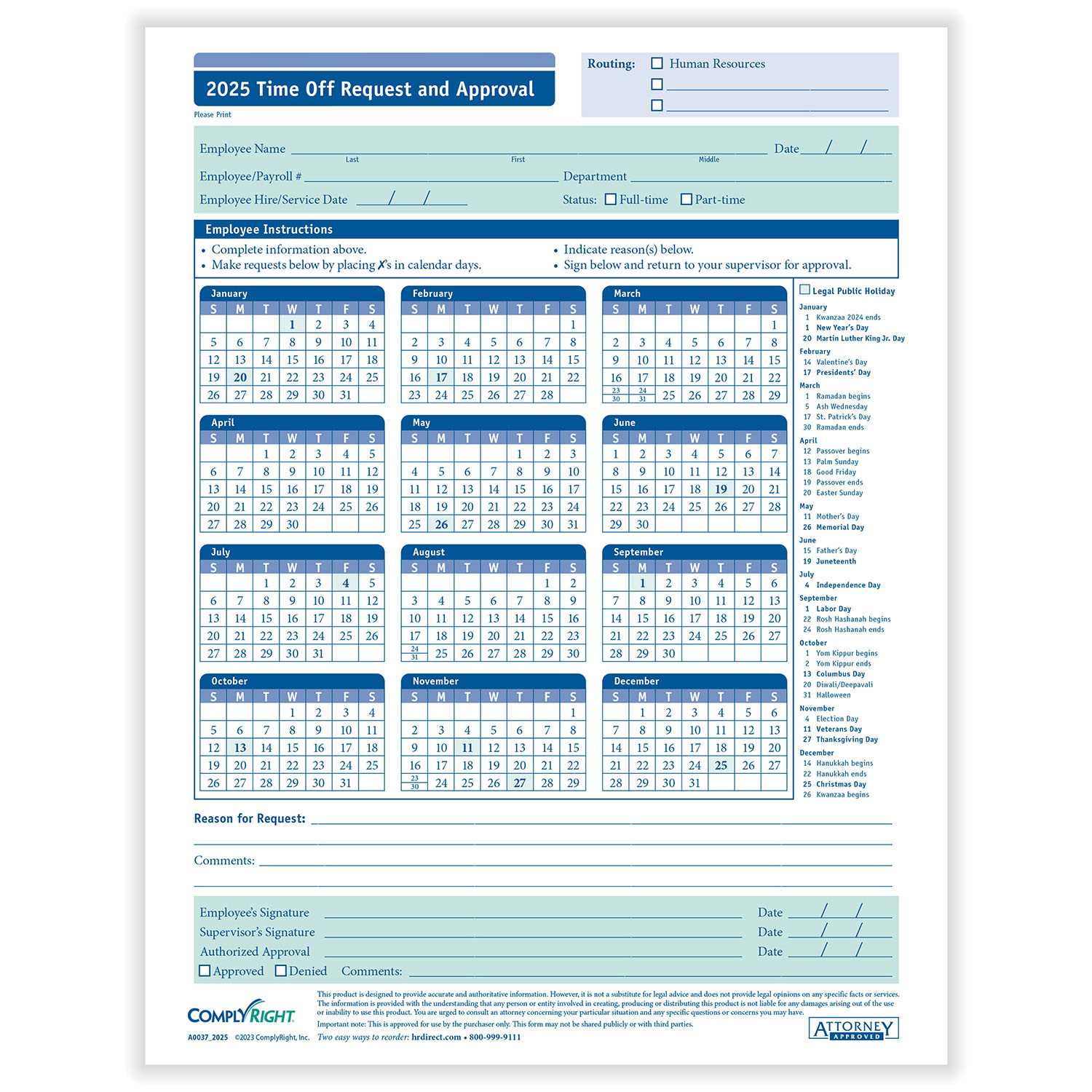 employee pto calendar template