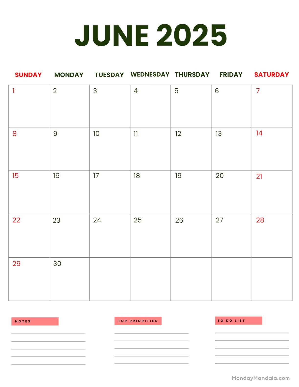 blank june calendar template