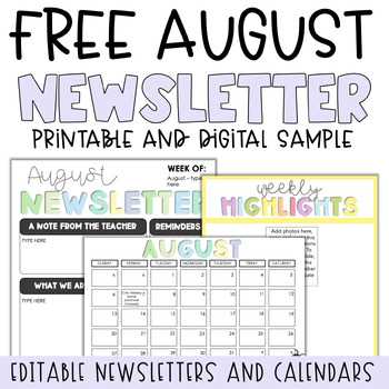 newsletter calendar template