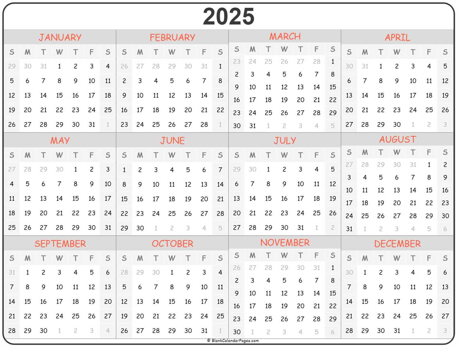 one page 2026 calendar template