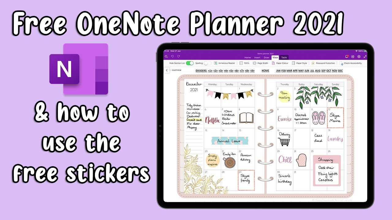 onenote calendar template download