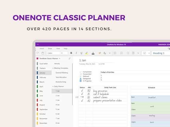 onenote calendar template download