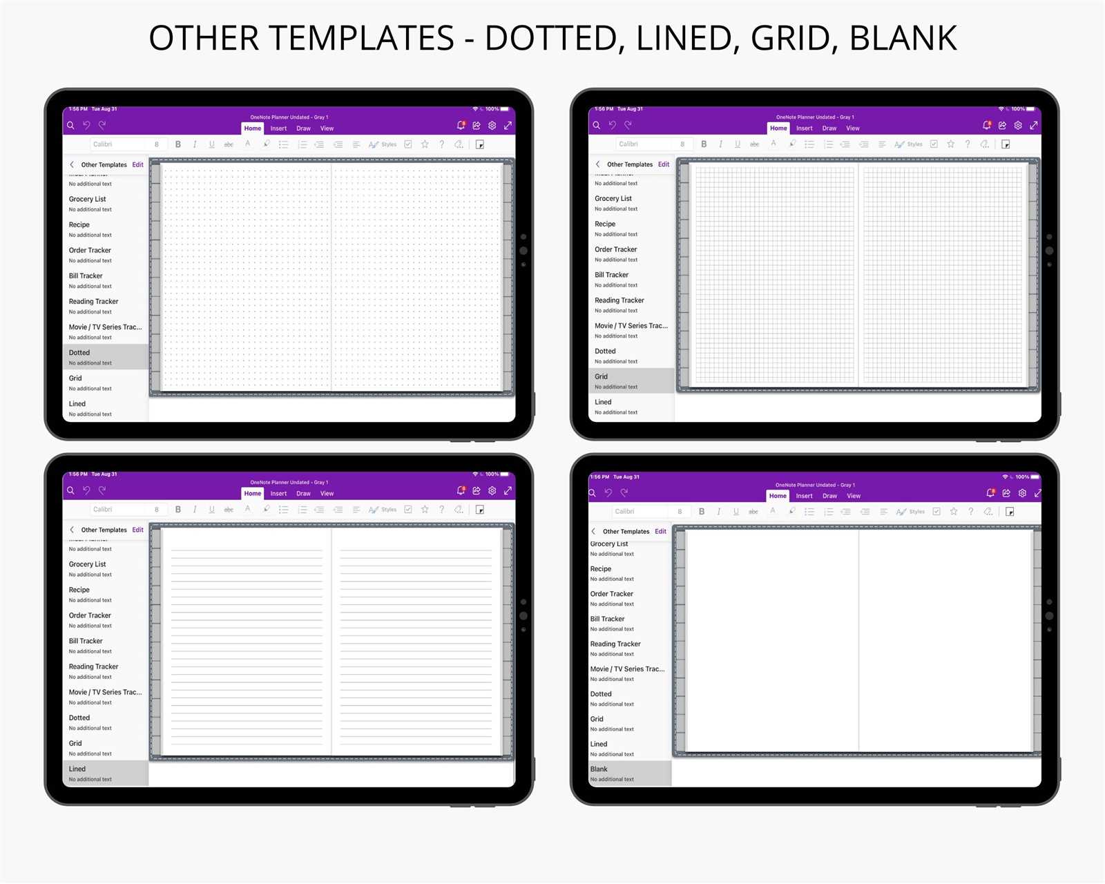 onenote calendar template