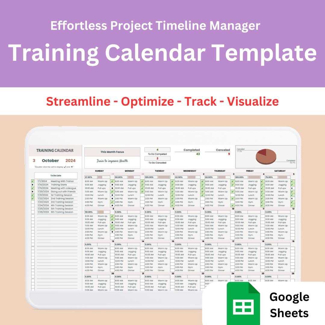 online training calendar template