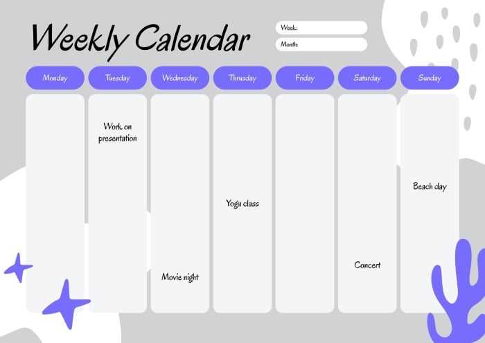 online weekly calendar template