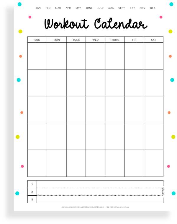 daily workout calendar template