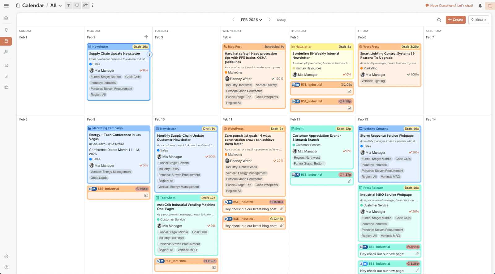 social media calendar template for small business