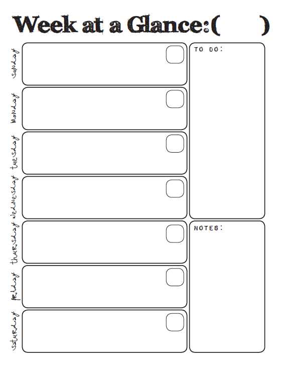 a week at a glance calendar template