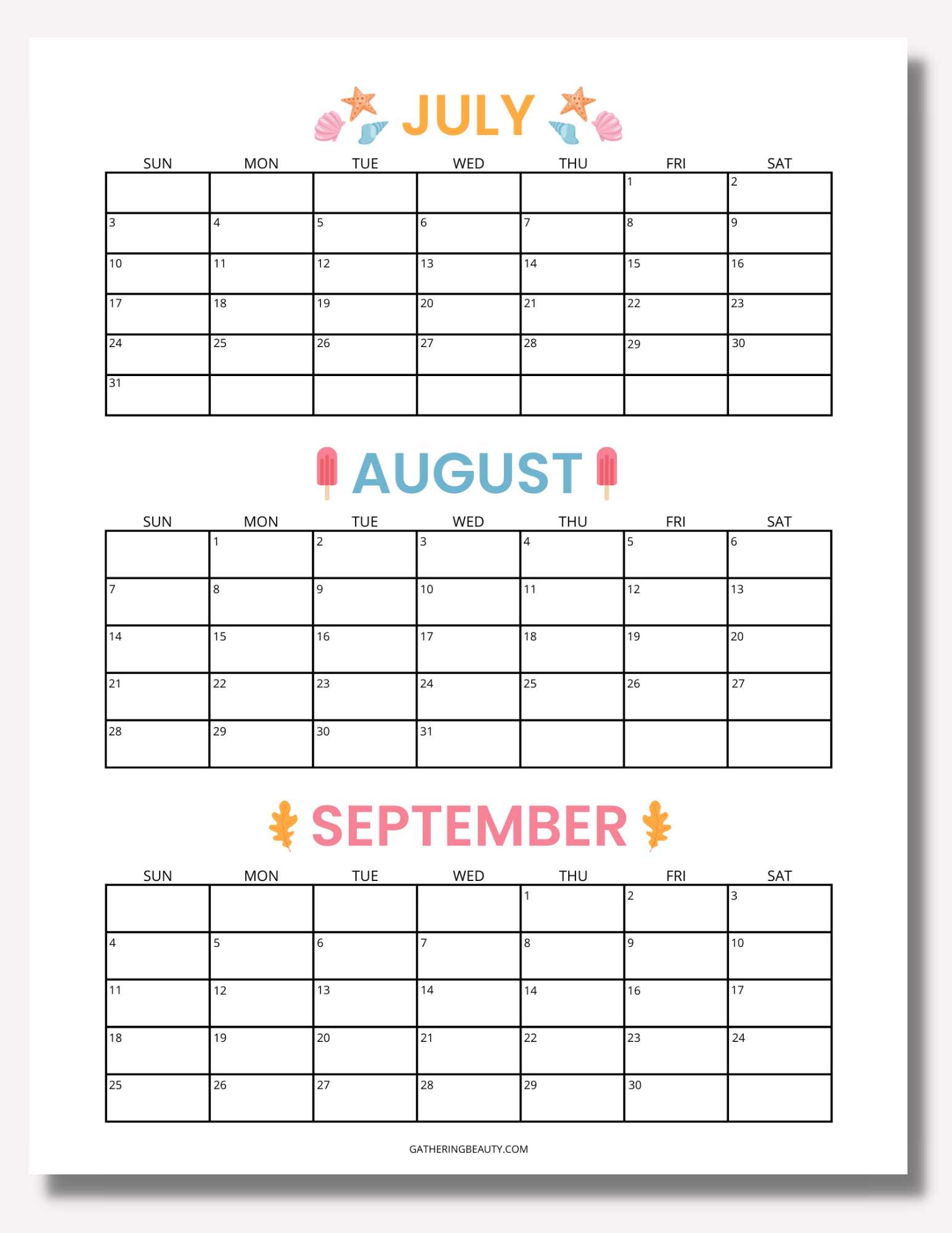 summer planning calendar template