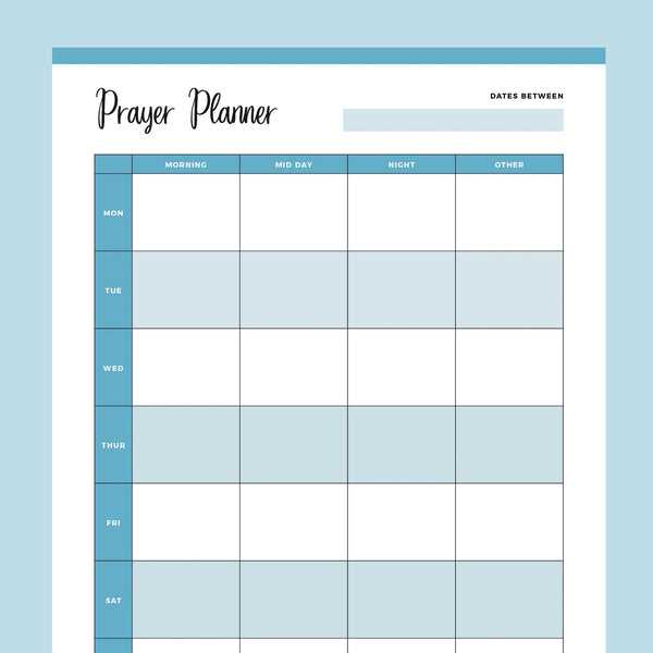 weekly prayer calendar template